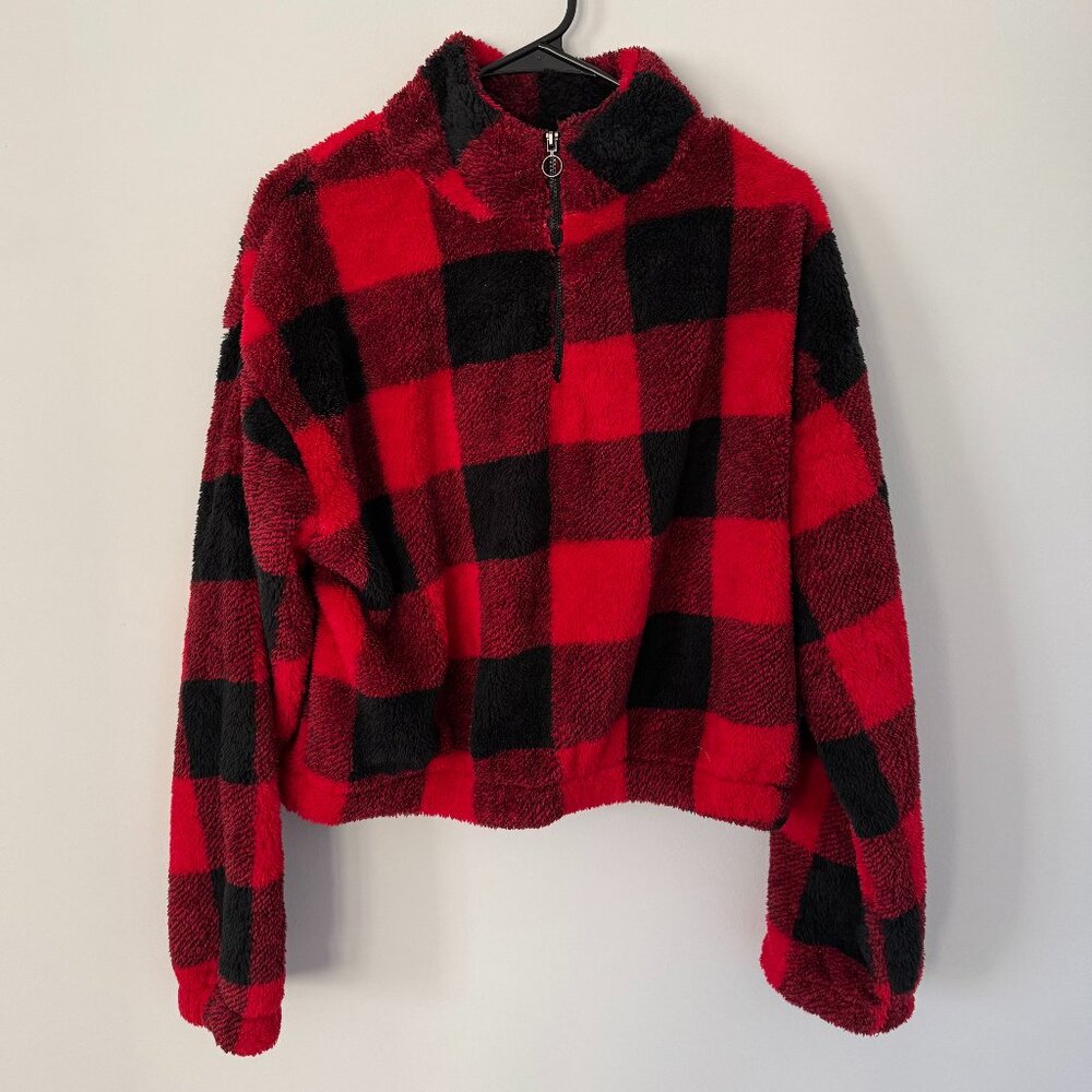 NWT Kohl's Red Flannel Sherpa Quarter Zip Jacket Size: L